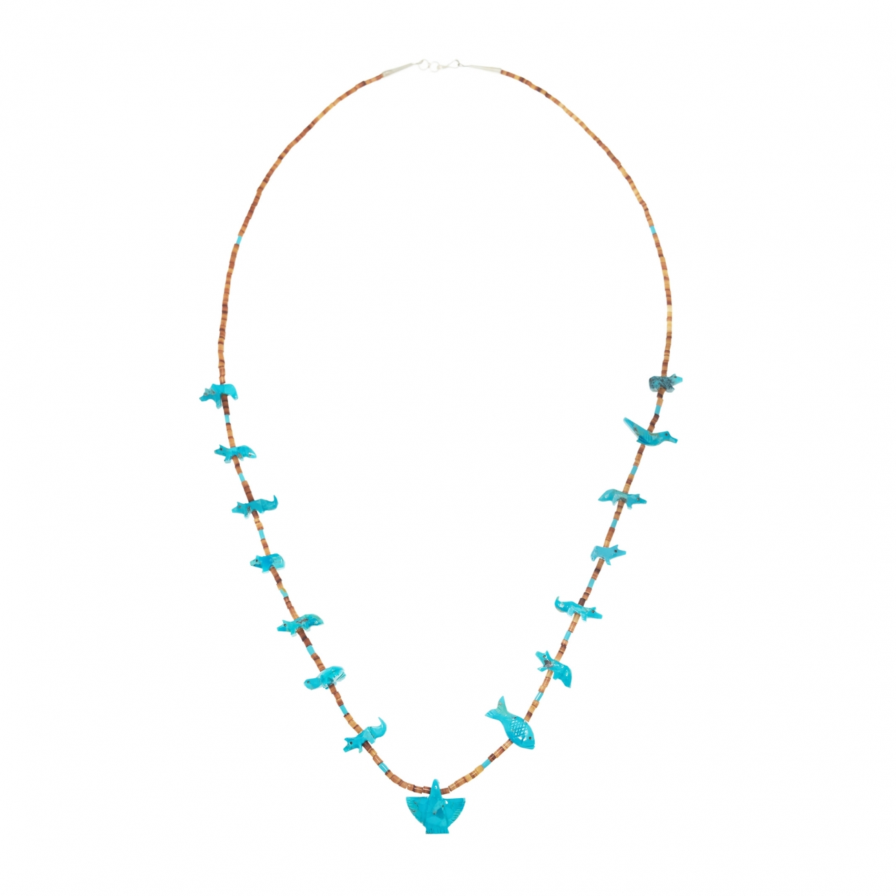 Collier fétiche COFEw27, animaux en turquoise et coquillages - Harpo Paris