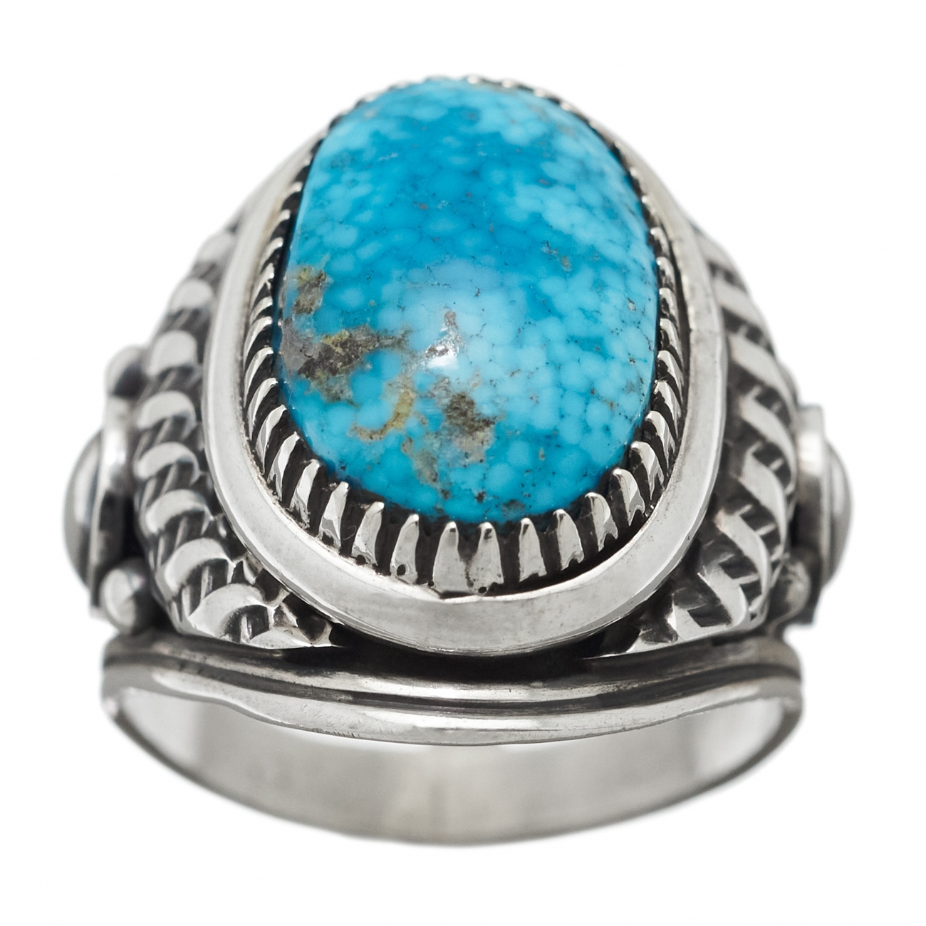 Navajo ring with Kingman Turquoise set on silver. | Harpo Paris