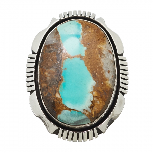 Navajo ring BA569 in turquoise and silver for women - Harpo Paris
