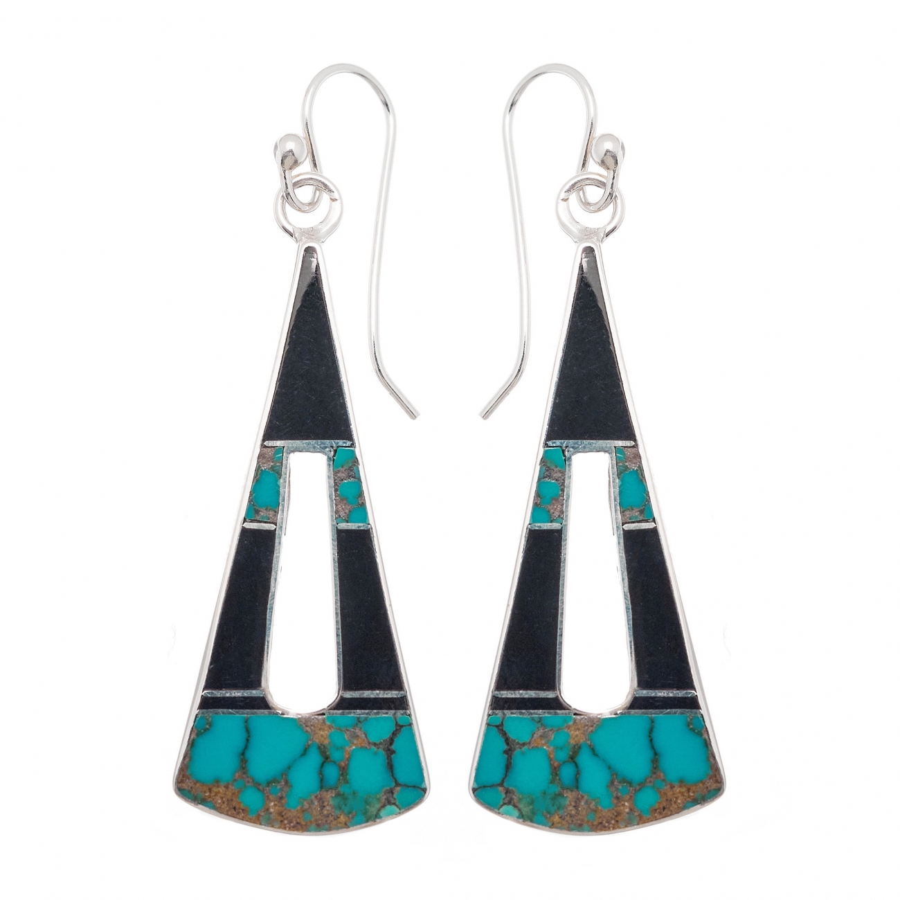 Harpo Paris earrings BO241 in turquoise, black-jet and silver