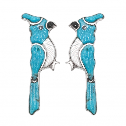 Harpo Paris earrings BO263 blue bird in turquoise and silver