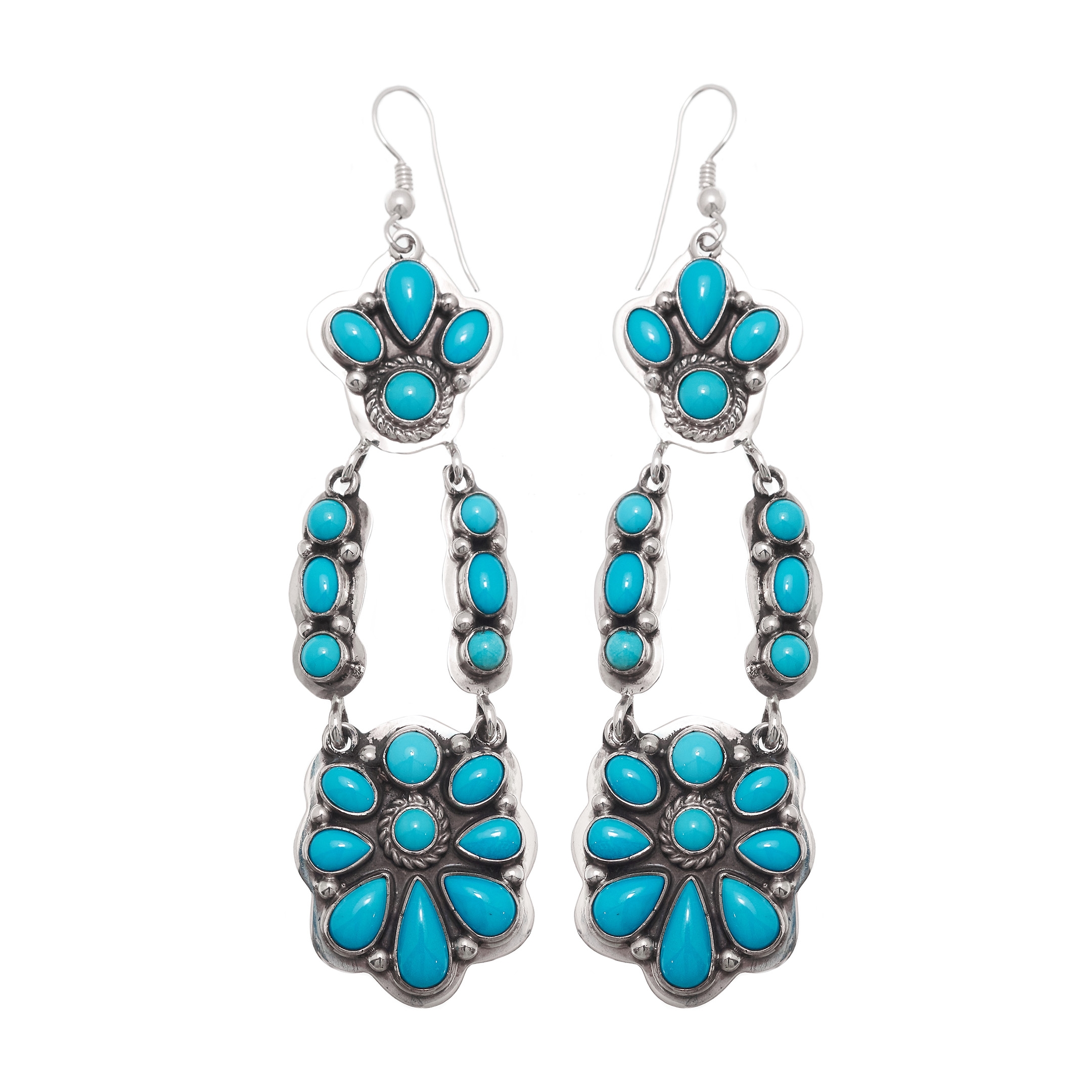 Boucles d'oreilles Harpo Paris BO275 en turquoise et argent