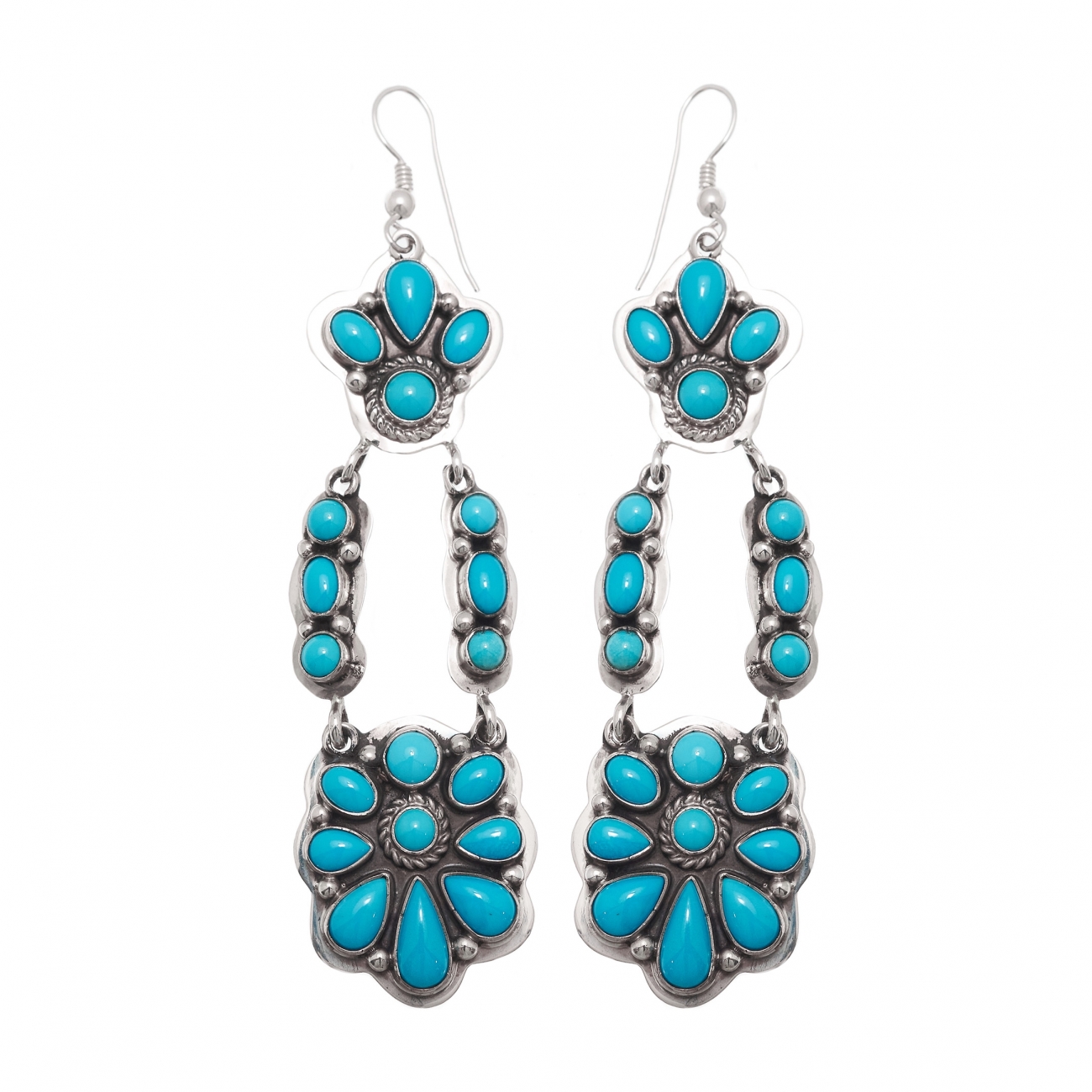 Boucles d'oreilles Harpo Paris BO275 en turquoise et argent