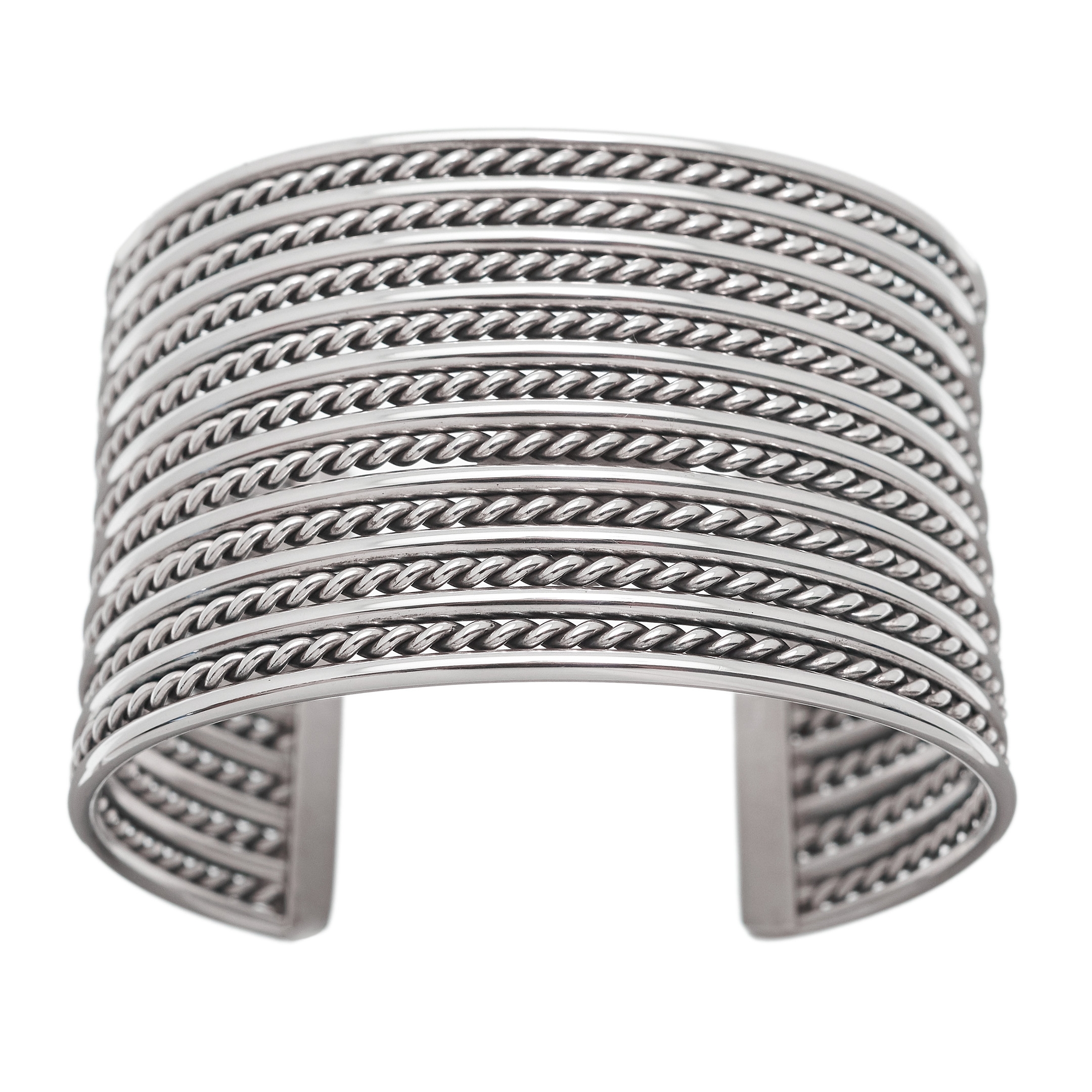 Manchette torsadée pour femme BRw26 en argent - Harpo Paris