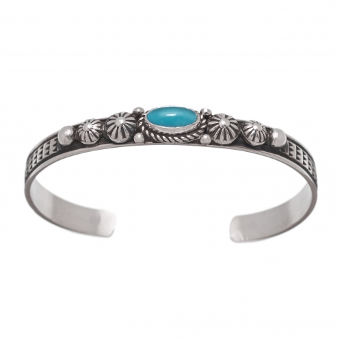 Bracelet Navajo BR572 pour femme en turquoise et argent - Harpo Paris