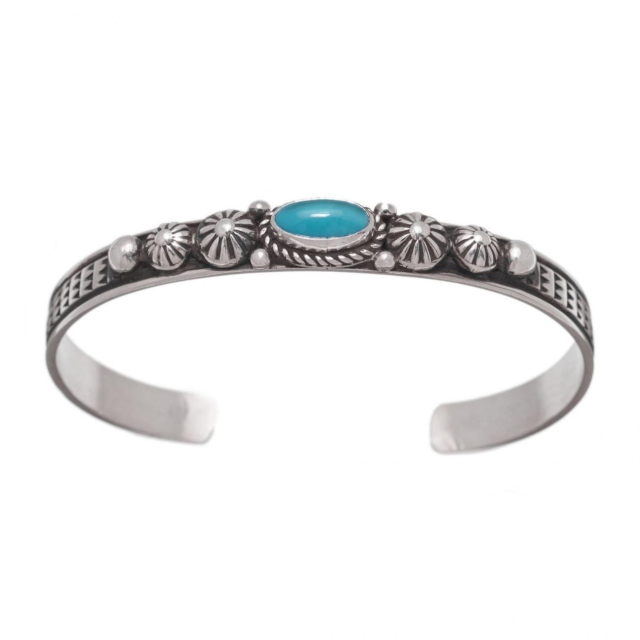 Bracelet Navajo BR572 pour femme en turquoise et argent - Harpo Paris